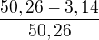 $\frac{50,26-3,14}{50,26}$