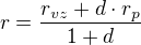 $r=\frac{r_{vz}+d\cdot r_{p}}{1+d}$