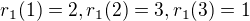 $r_1(1)=2,r_1(2)=3,r_1(3)=1$