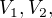 $V_{1}, V_{2}, $