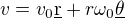$v = v_0 \underline{\text{r}} + r \omega_0 \underline{\theta}$