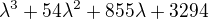 kopírovat do textarea $\lambda ^{3}+54\lambda ^{2}+855\lambda +3294$