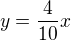 $y=\frac{4}{10}x$
