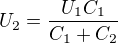 $U_2=\frac{U_1C_1}{C_1+C_2}$