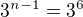 $3^{n-1}=3^{6}$