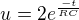 $u = 2 e^{\frac{-t}{RC}}$