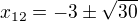 kopírovat do textarea $x_{12}=-3\pm\sqrt{30}$