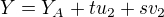 $Y=Y_A{}+tu_{2}+sv_{2}$