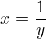 $x=\frac1y$