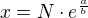 $x=N\cdot e^{\frac{a}{b}}$