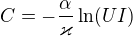 $C=-\frac{\alpha }{\varkappa }\ln (UI)$