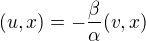 $( u, x) =-\frac{ \beta }{\alpha}(v, x)$