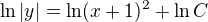 kopírovat do textarea $\ln |y|=\ln (x+1)^{2}+\ln C$