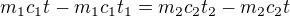 $m_1c_1t-m_1c_1t_1=m_2c_2t_2-m_2c_2t$