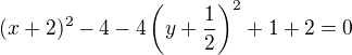 $(x+2)^2-4-4\(y+\frac{1}{2}\)^2+1+2=0$