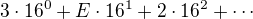 $3\cdot 16^0 + E\cdot 16^1+2\cdot 16^2+\cdots $
