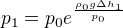 $p_1=p_0e^{\frac{\rho_0 g\Delta h_1}{p_0}}$