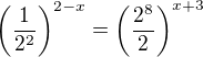 $\(\frac{1}{2^2}\)^{2-x} = \(\frac{2^8}{2}\)^{x+3}$