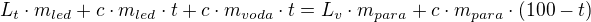 $L_{t}\cdot m_{led}+c\cdot m_{led}\cdot t + c\cdot m_{voda}\cdot t=L_{v}\cdot m_{para}+c\cdot m_{para}\cdot (100-t)$