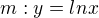 $m: y=ln x$