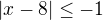 $|x-8|\le-1$
