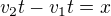 $v_2t - v_1t =x$