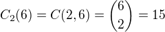 $C_{2}(6)=C(2,6)={6\choose 2}=15$