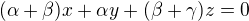 kopírovat do textarea $(\alpha+\beta) x +\alpha y+(\beta+\gamma )z=0$