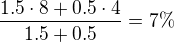 $\frac{1.5 \cdot 8 + 0.5 \cdot 4}{1.5+0.5} = 7 \%$
