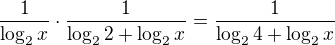 kopírovat do textarea $\frac {1}{\log_2x}\cdot{\frac{1}{\log_22+\log_2x}} = \frac{1}{\log_24+\log_2x}$