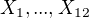 $X_1,...,X_{12}$