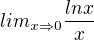 $lim_{x\Rightarrow 0} \frac{lnx}{x}$