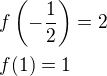 $f\(-\frac{1}{2}\)=2\nlf(1)=1$