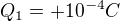 $Q_{1}=+10^{-4}C$