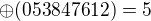 $\oplus(053847612)=5$
