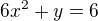 $6x^2+y=6$
