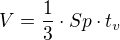 $V=\frac{1}{3}\cdot{}Sp\cdot{}t_v$