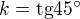 $k=\text{tg}45�$