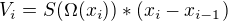 $V_{i}=S(\Omega (x_{i}))*(x_{i}-x_{i-1})$
