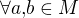 $\forall a{,}b\in M$
