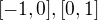 $[-1,0 ] , [0,1 ]$