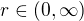 $r \in \left( 0,\infty \right)$