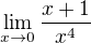 kopírovat do textarea $\lim_{x \to 0} \frac{x+1}{x^{4}}$