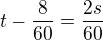 kopírovat do textarea $t-\frac{8}{60}=\frac{2s}{60}$