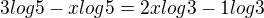 $3log{5}-xlog{5}=2xlog{3}-1log{3}$