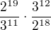 kopírovat do textarea $\frac{2^{19}}{3^{11}}\cdot \frac{3^{12}}{2^{18}}$