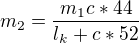 $m_2=\frac{m_1c*44}{l_k+c*52}$