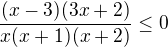 $\frac{(x-3)(3x+2)}{x(x+1)(x+2)}\le 0$