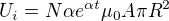 $U_{i} = N\alpha e^{\alpha t}\mu _{0}A\pi R^{2}$