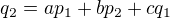 $q_2= ap_1 + bp_2 + cq_1$